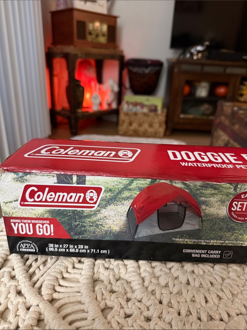 Coleman Red and Gray Doggie Tent - Portable Waterproof Pet Shelter